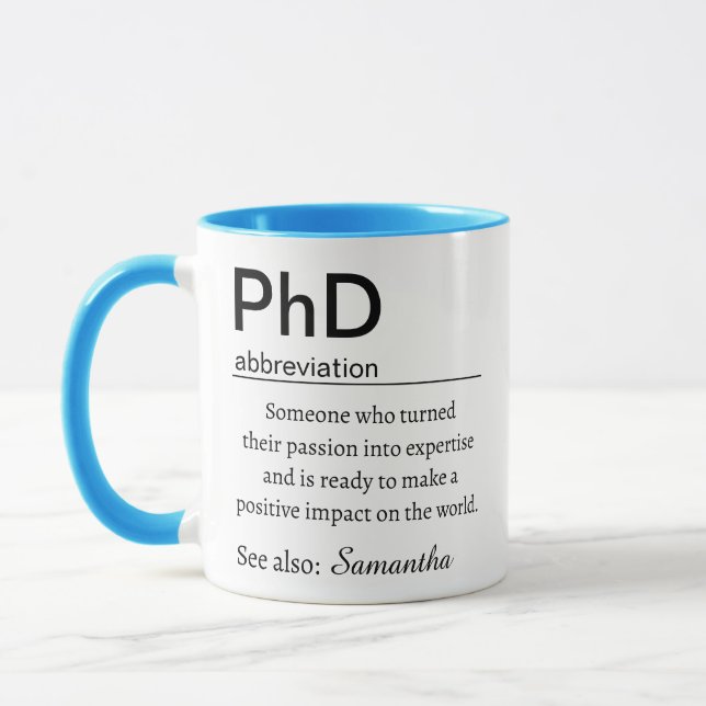 Personalisierte Promotionsdefinition Tasse (Links)