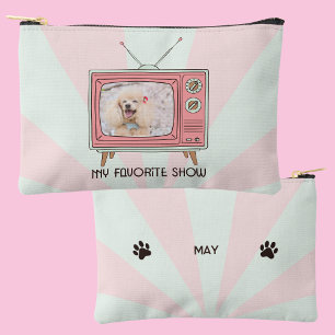 Personalisierte Pudel Retro-TV-Pastell-Hundemutter Zubehörtasche