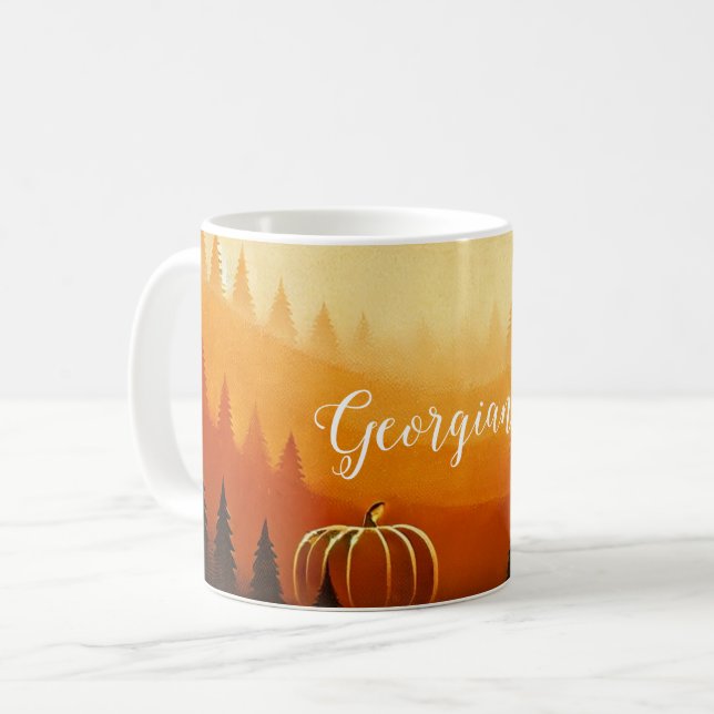 Personalisierte Pumpkin Ernte Autumnal Harvest Kaffeetasse (Vorderseite Links)