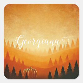 Personalisierte Pumpkin Ernte Autumnal Harvest Quadratischer Aufkleber