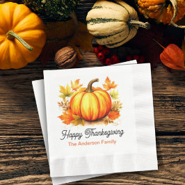 Personalisierte Pumpkin & Herbstlaubs Erntedank Serviette