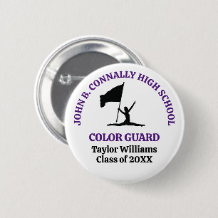 Personalisierte Purple High School Color Guard Button