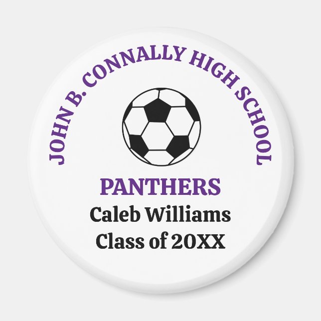 Personalisierte Purple High School Fußballmannscha Magnet (Vorne)