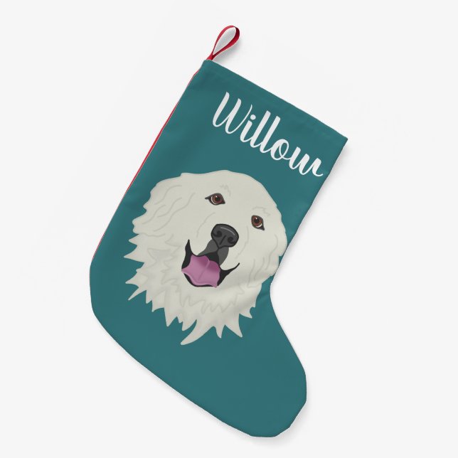Personalisierte Pyrenäen Kleiner Weihnachtsstrumpf (Vorderansicht (hängend))