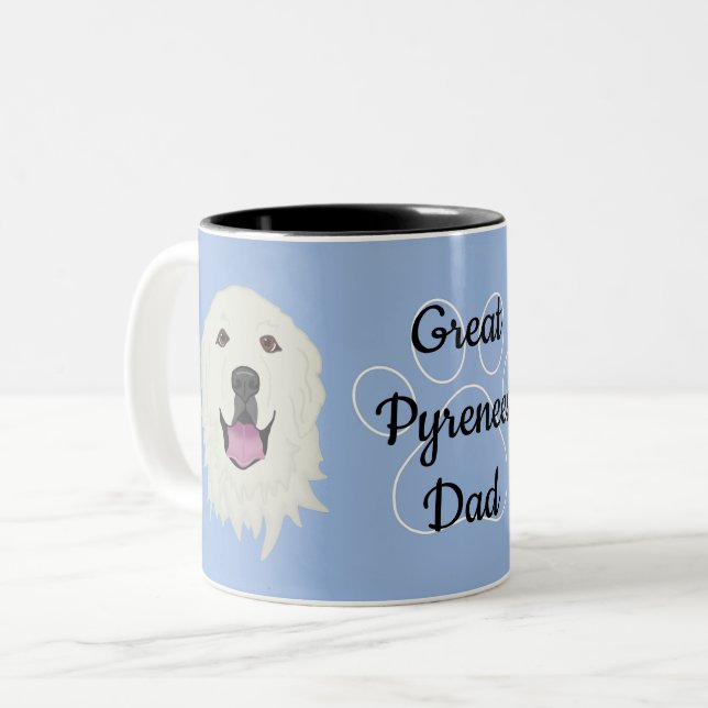 Personalisierte Pyrenäen Vater/Mama  Zweifarbige Tasse (Vorderseite Links)