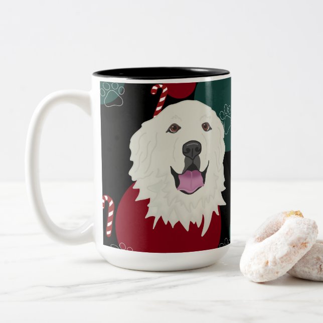 Personalisierte Pyrenäen Weihnachten  Zweifarbige Tasse (Mit Donut)