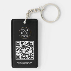 Personalisierte QR-Code-Visitenkarte Ihr Logo Schw Schlüsselanhänger