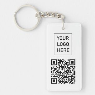 Personalisierte QR-Code-Visitenkarte Ihr Logo weiß Schlüsselanhänger