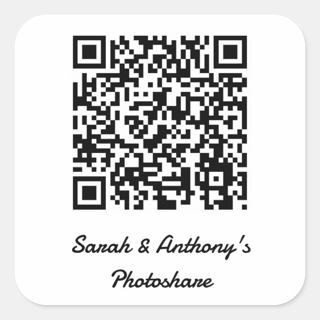 Personalisierte QR-Code-Website für Hochzeiten von Quadratischer Aufkleber (Vorderseite)