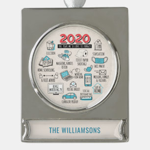 Personalisierte Quarantäne Banner-Ornament Silber