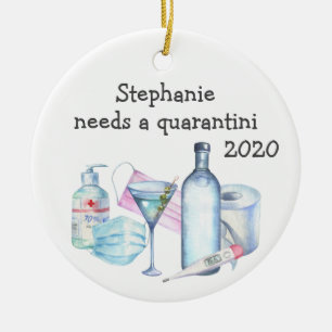 Personalisierte Quarantäne Lustig  Quarantini Keramik Ornament