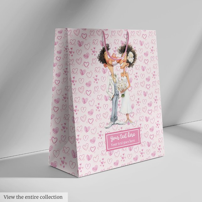 Personalisierte Quirky Bride Groom Geschenktasche  Mittlere Geschenktüte (Personalized Quirky Bride Groom Gift Bag Wedding)
