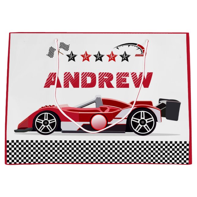 Personalisierte Racing Car Geschenktaschen Große Geschenktüte (Vorderseite)