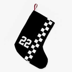 Personalisierte Racing Flag Schwarz-Weiß Kleiner Weihnachtsstrumpf