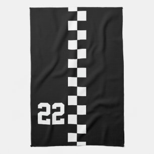 Personalisierte Racing Flag Schwarz-Weiß Küchentuch