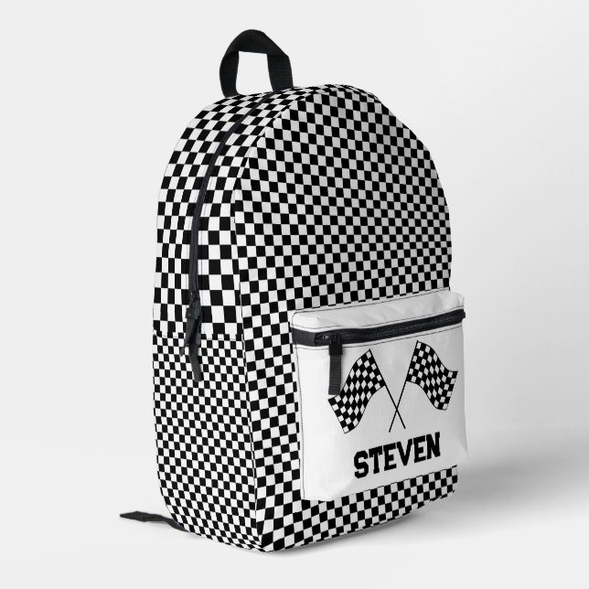 Personalisierte Racing-Flaggen Bedruckter Rucksack (Rückseitige Ecke links)