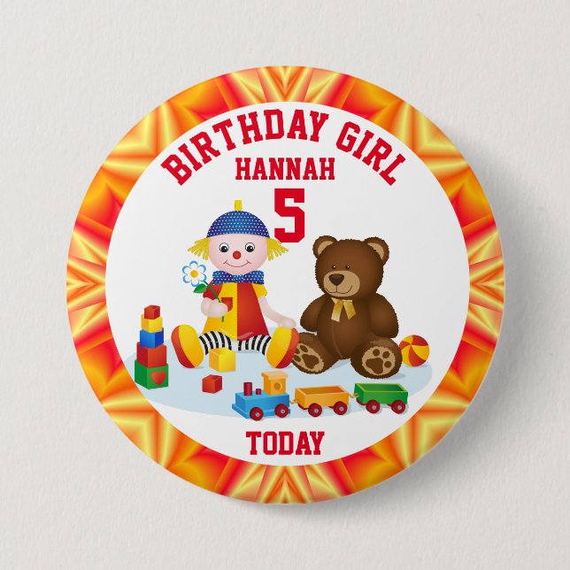 Personalisierte Rag-Puppe und Teddy-Kids-Alter Button (Vorderseite)
