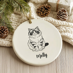 Personalisierte Ragdoll-Katzen-Weihnachten Keramik Ornament