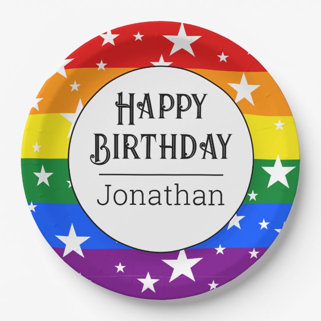 Personalisierte Rainbow-Birthday-Party Pappteller (Vorderseite)