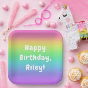 Personalisierte Rainbow Birthday Teller