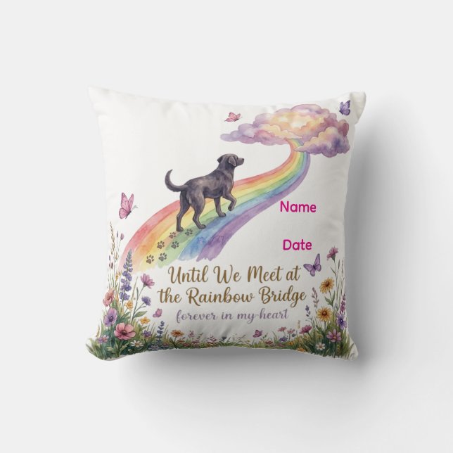 Personalisierte Rainbow Bridge Hunde-Erinnerung   Kissen (Vorderseite)