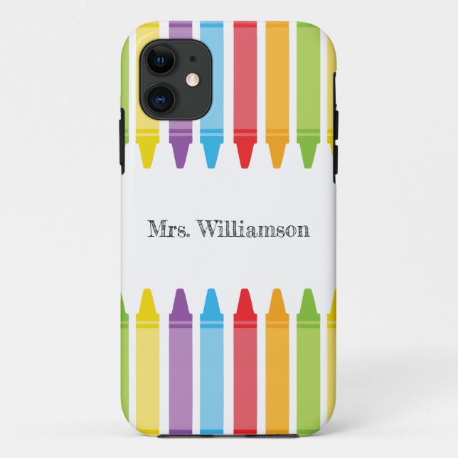 Personalisierte Rainbow Crayons Lehrerbewertung Case-Mate iPhone Hülle (Rückseite)