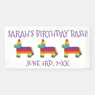 Personalisierte Rainbow Donkey Piñata Geburtstagsp Banner