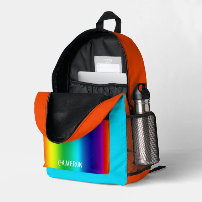 Personalisierte Rainbow-Farben Bedruckter Rucksack (Rückseitige Ecke links (Offen) )