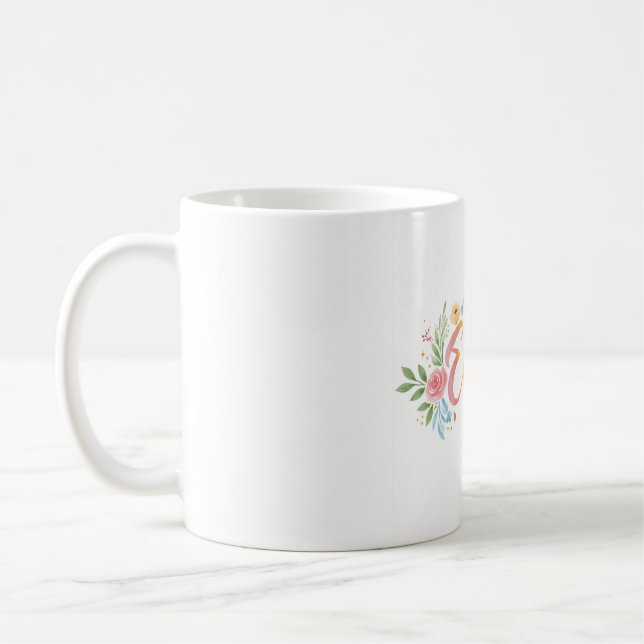 Personalisierte Rainbow Floral Keramik Tasse - Ben (Links)