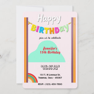 Personalisierte Rainbow Happy Birthday Card Einladung