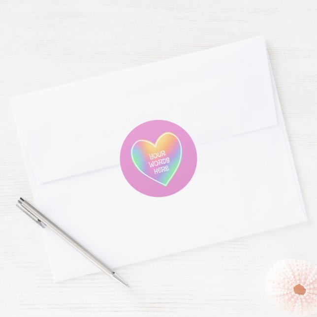 Personalisierte Rainbow Heart Pink Stickers (Umschlag)