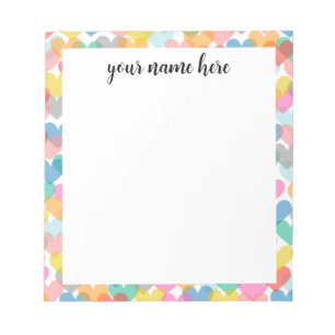 Personalisierte Rainbow-Hearts Notepad Notizblock