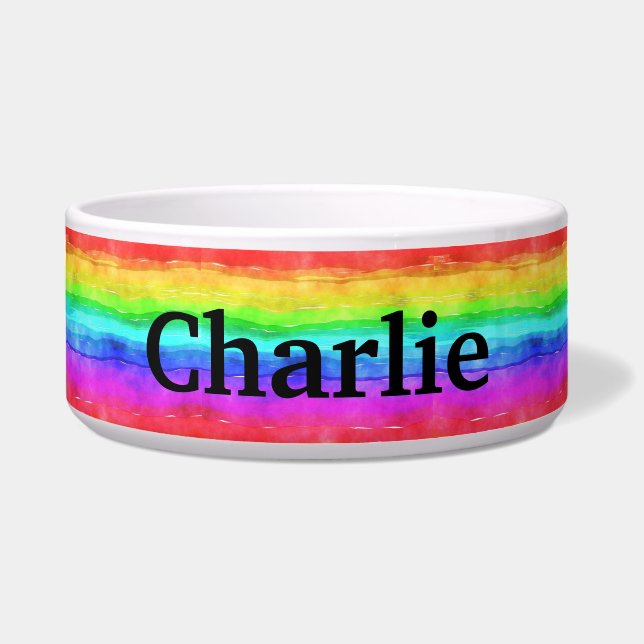 Personalisierte Rainbow-Katze/Hund-Hundeschale Napf (Vorderseite)
