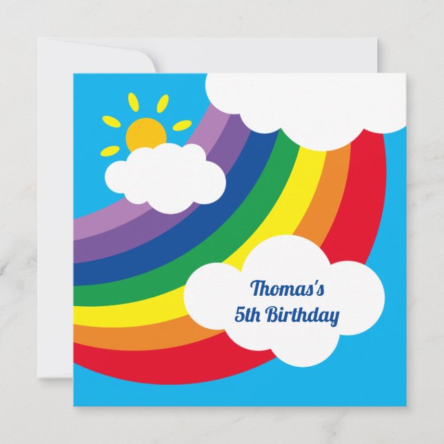 Personalisierte Rainbow Kid's Birthday Einladung (Vorderseite)