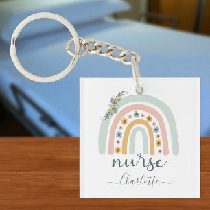 Personalisierte Rainbow-Krankenschwester - Geschen Schlüsselanhänger