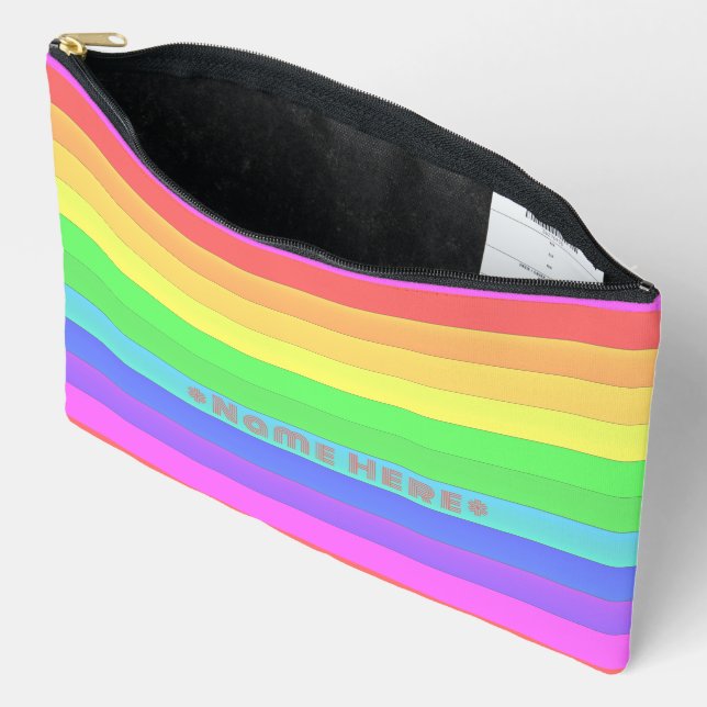 Personalisierte Rainbow Strips Ultra Pink Zubehörtasche (Offen)