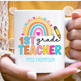 Personalisierte Rainbow-Teacher-Tasse Kaffeetasse