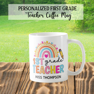 Personalisierte Rainbow-Teacher-Tasse Kaffeetasse