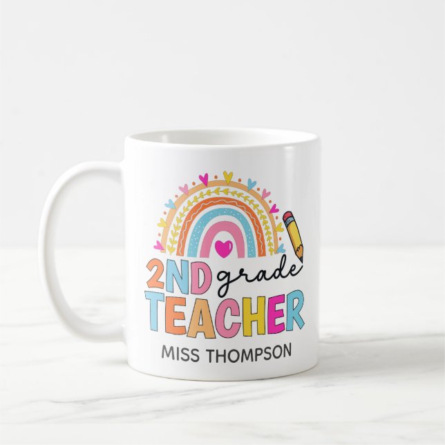 Personalisierte Rainbow-Teacher-Tasse Kaffeetasse (Links)