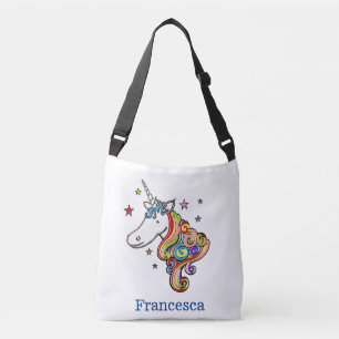 Personalisierte Rainbow Unicorn Herztote Tasche