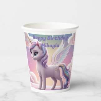 Personalisierte Rainbow Unicorn Katze Pappbecher
