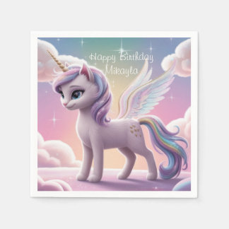 Personalisierte Rainbow Unicorn Katze Serviette