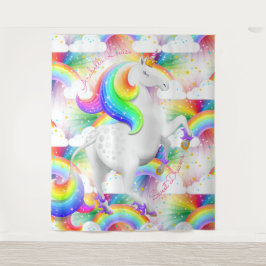 Personalisierte Rainbow Unicorn Princess Wandteppich