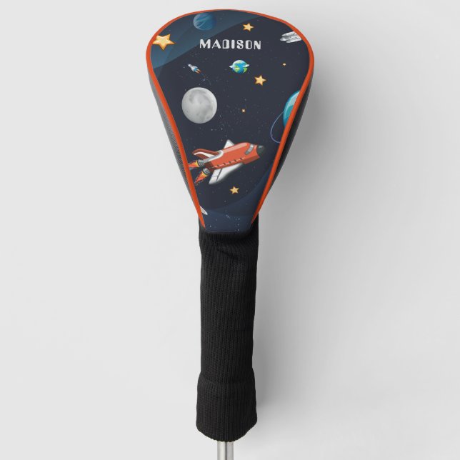 Personalisierte Raumfähre Shuttle Moon Stars Golf Headcover (Vorderseite)