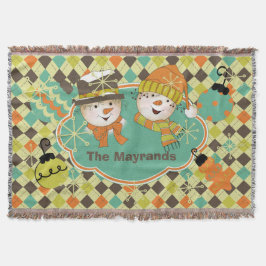 Personalisierte Raute Snowmen Holiday Throw Decke