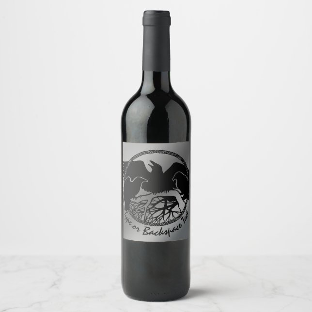 Personalisierte Raven Bottle Labels Bird Art Label Weinetikett (Vorderseite)