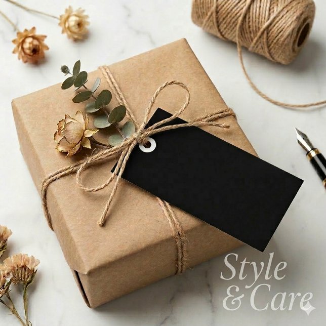 Personalisierte Rechteck-Spendenmarken Geschenkanhänger (Personalized Rectangle Black Foil Gift Tags)