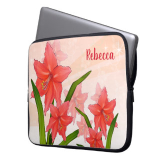 Personalisierte Red Amaryllis Blume Laptopschutzhülle