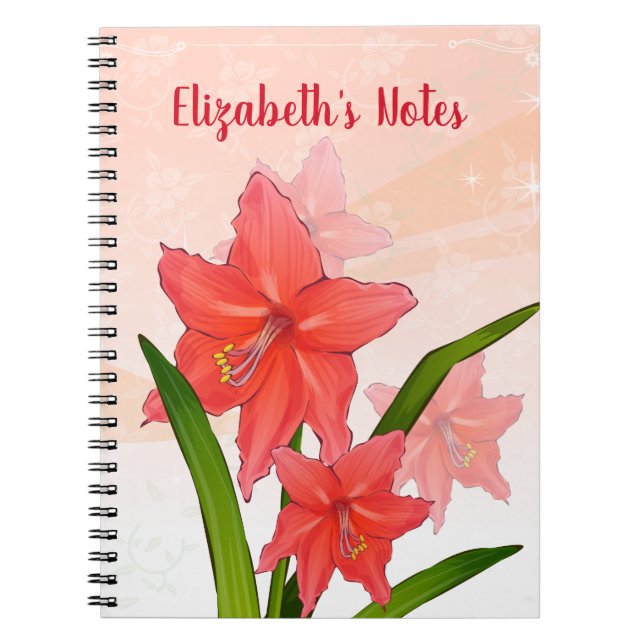 Personalisierte Red Amaryllis Blume Notizblock (Vorderseite)
