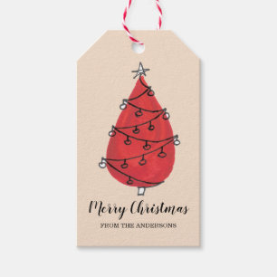 Personalisierte Red Beige Weihnachtsbaum-Geschenkt Geschenkanhänger